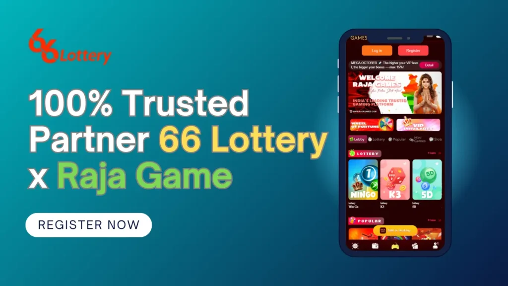 Visual showing 100% Trusted Partner Raja Game x 66 Lottery