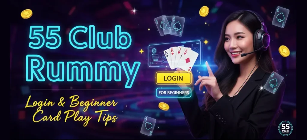 Visual showing 55 Club Rummy Login & Beginner Card Play Tips